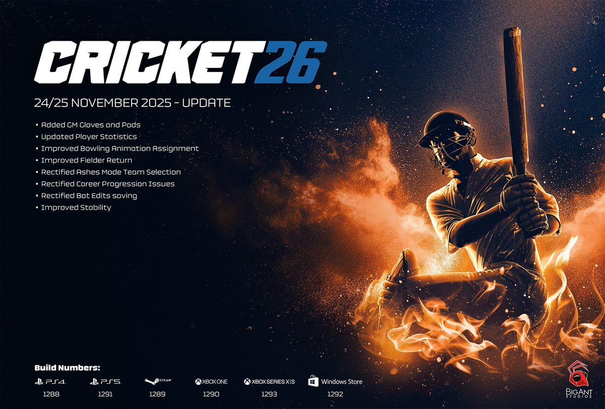 Cricket23game's tweet image. An Update for #Cricket26 #Patch on your way with 
📋Patch Notes...
—
Hit❤
RT ♻
✅Follow for latest Updates...