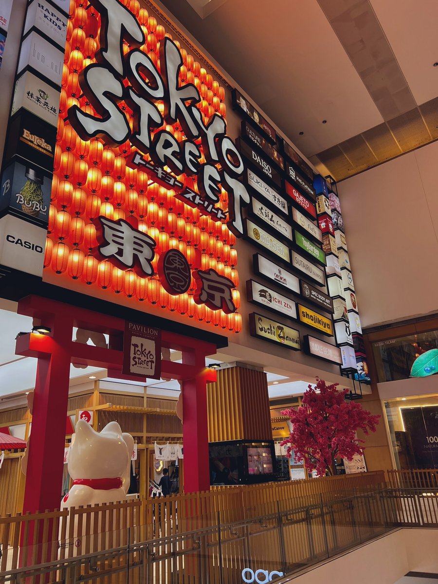 マレーシアに来て5日がたち、そろそろ日本食食べたいなぁと思っていたら、パビリオンの中に見つけた東京ストリート。

ラーメン屋に入って辛味噌ラーメンを注文したら、サーモンは何枚付けますか？と。

こっちのラーメン屋はお通し的な感じでサーモンの刺身が付いてきます。