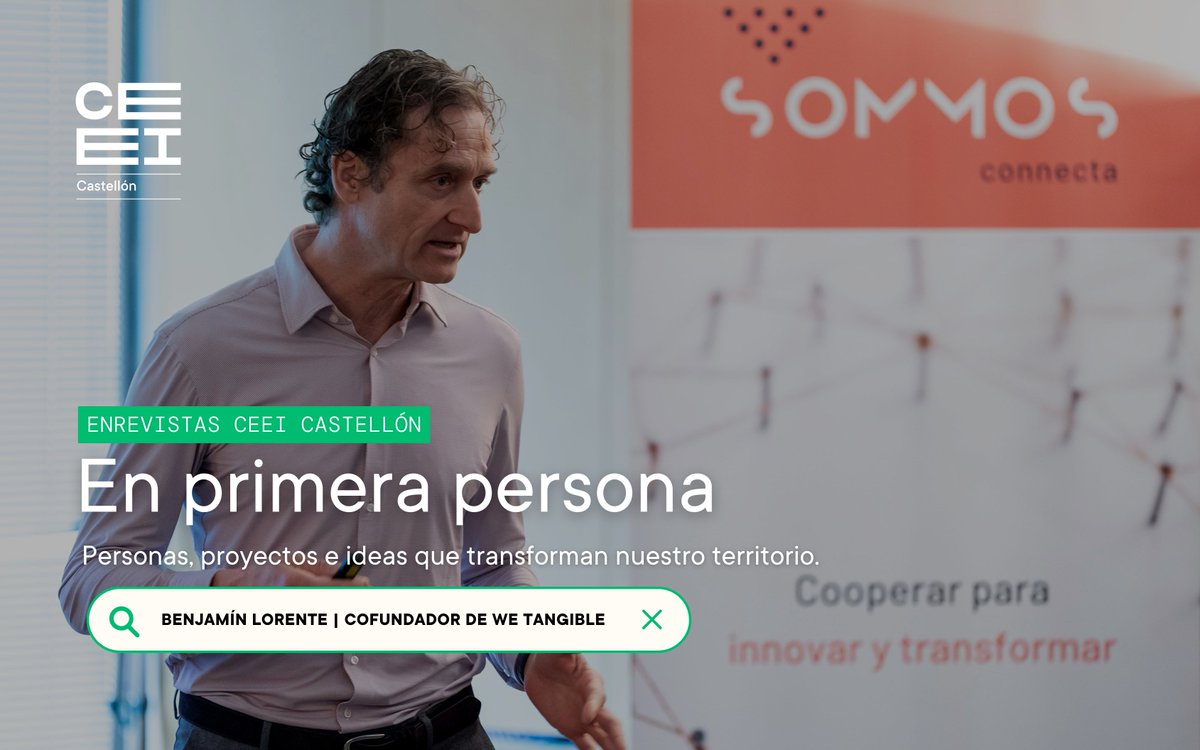CEEICastellon's tweet image. Entrevista a Benjamín Lorente We Tangible: «Lo importante es saber qué quiere realmente el cliente». Hablamos en #SOMMOSconnecta de cómo escuchar mejor al cliente y crear productos con más valor. Lee la entrevista en la web de CEEI Castellón 👉is.gd/YAATV2