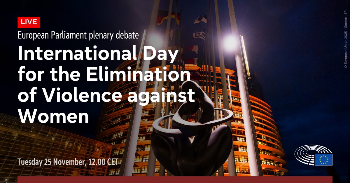 🔴 Starting NOW: #EPlenary  debate on Parliament's statements

International Day for the Elimination of Violence against Women

📺 Watch live ⤵️

link.europa.eu/V6Rt74