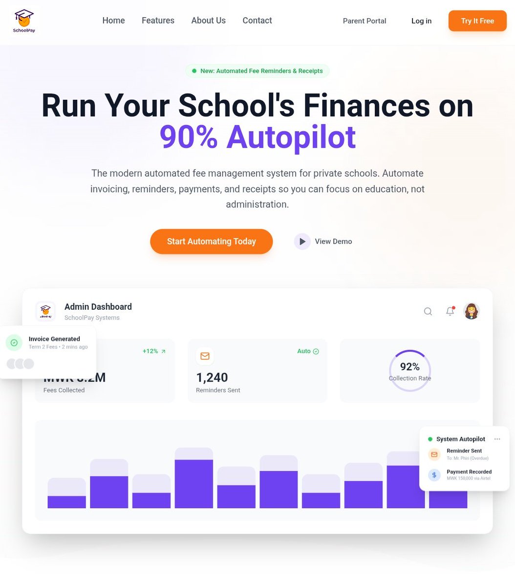 GeoffreyGTiger's tweet image. I&apos;m a software developer in Malawi, and I noticed something troubling.

Many private schools are struggling with late payments, time-consuming follow-ups, and parents who only pay when reminded. 

I&apos;ve built a modern Fee Management System that solves exactly that.