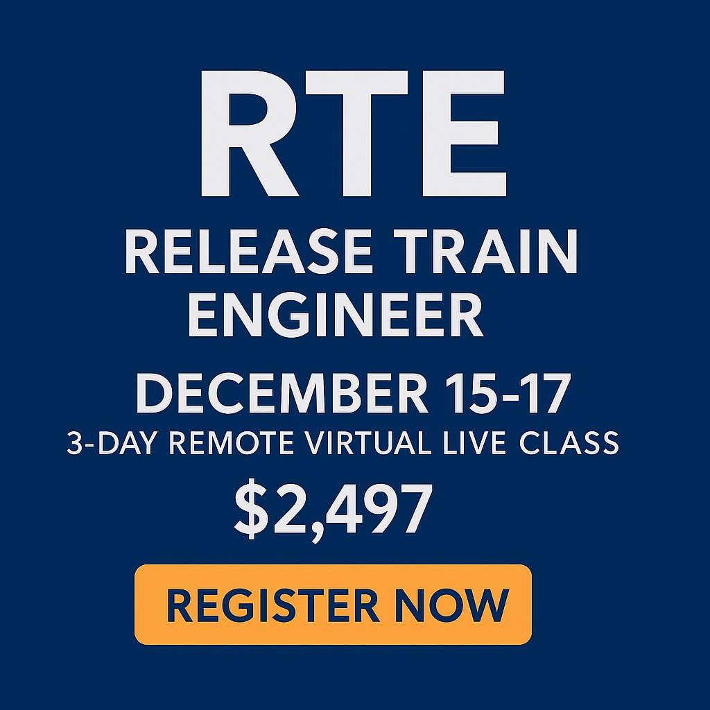 AgilityConsult2's tweet image. 🚨 GUARANTEED TO RUN 🚨 
Advance your SAFe journey with our RTE 6.0 Certification Course led by expert SPCT instructor
📅 December 15th through 17th Register Here: agilityconsultinginternational.com/aci-classes/re…
 #SAFe #RTE #ScaledAgile #AgileLeadership #AgilityConsulting