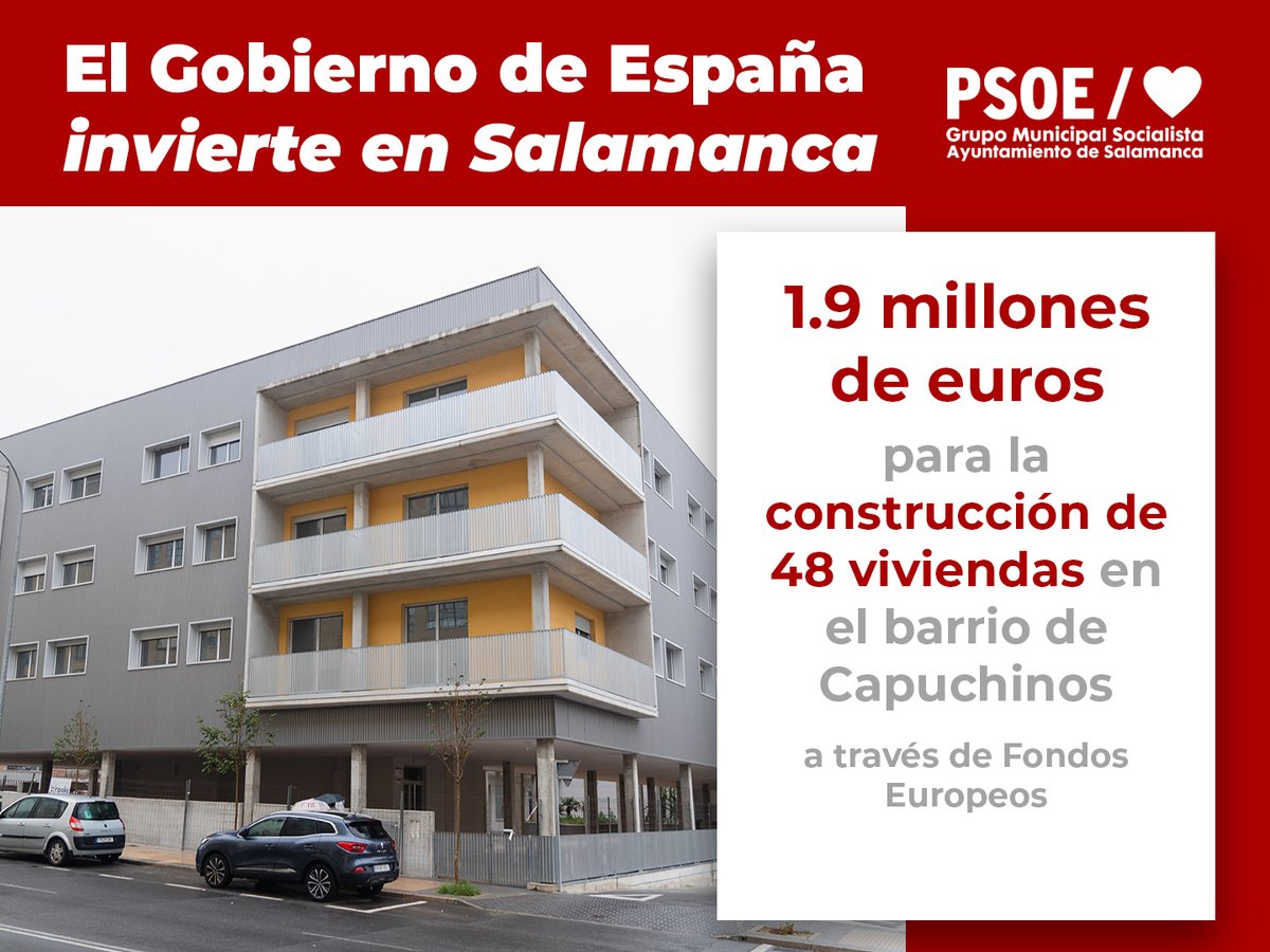 🏠 Hoy han sido entregadas las primeras llaves del bloque de #viviendas de alquiler construido en el barrio Capuchinos de #Salamanca.

Un proyecto que ha sido posible gracias a una importante participación del Gobierno de #España 🇪🇸.