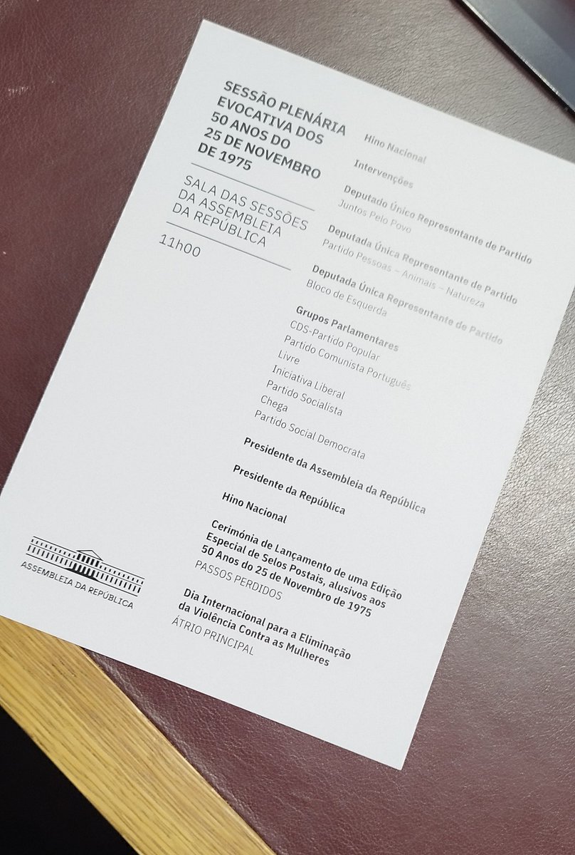 A participar na Sessão Plenária Evocativa dos 50 anos do 25 de Novembro de 1975.
