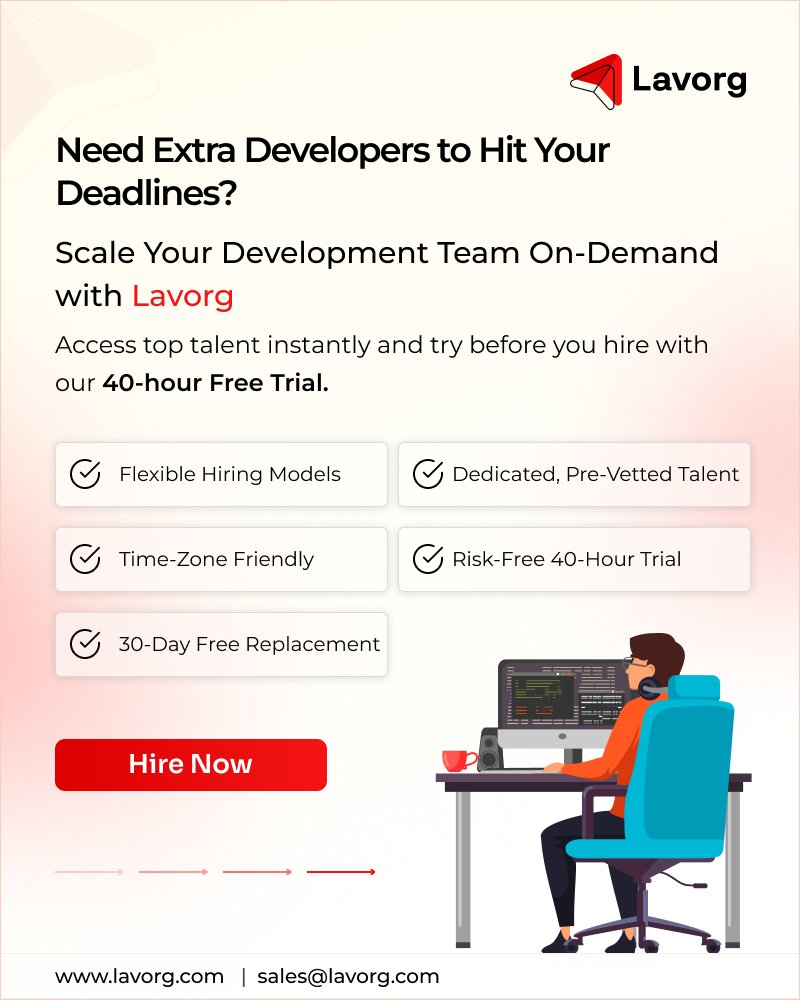 wearelavorg's tweet image. Tech roadmap delayed? Deadlines slipping?
Lavorg gives you expert developers on-demand.

• Pre-vetted talent
• Time-zone aligned
• 40-hour free trial

Try first. Hire later.
👉 lavorg.com
📩 sales@lavorg.com

#ITStaffAugmentation #HireDevelopers #RemoteDevelopers