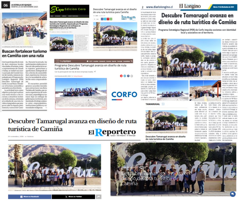 CorfoTarapaca's tweet photo. 📢Prensa #Tarapacá informa:
Descubre Tamarugal avanza en diseño de ruta turística de Camiña
Leer 👉 https://t.co/7axzB8kSrK
#Turismo #Emprendimiento #Sustentabilidad #Iquique #Tamarugal
💪🚀🌎✅ https://t.co/3pZVbc18uB