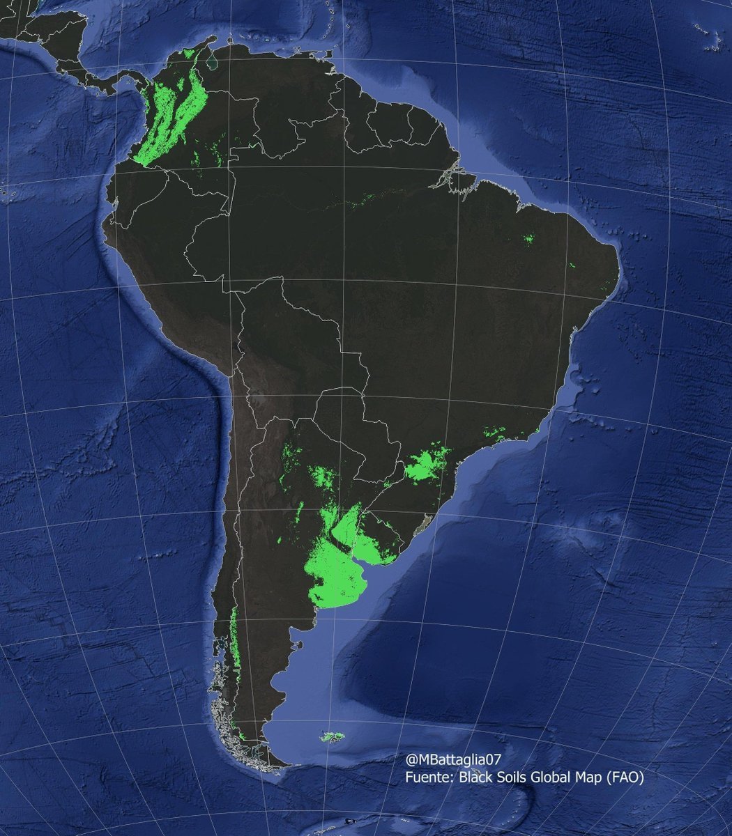 MBattaglia07's tweet image. ¿Qué son y a dónde están los Suelos Negros? 🌱🌻

En los mapas podemos ver fácilmente la distribución de los mismos (de acuerdo a FAO e info disponible). 

Pero vamos con algunos detalles 👇