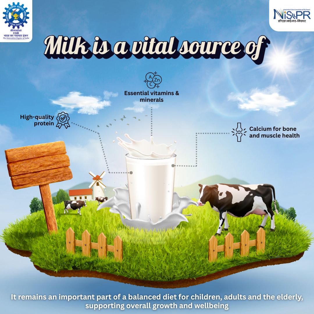 CSIR_NIScPR's tweet image. Celebrating #NationalMilkDay2025🥛

Honouring Dr. Verghese Kurien, the Father of the #WhiteRevolution and India’s journey as a global dairy leader.

From boosting nutrition and strengthening rural livelihoods to advancing innovation in dairy technologies, milk continues to…