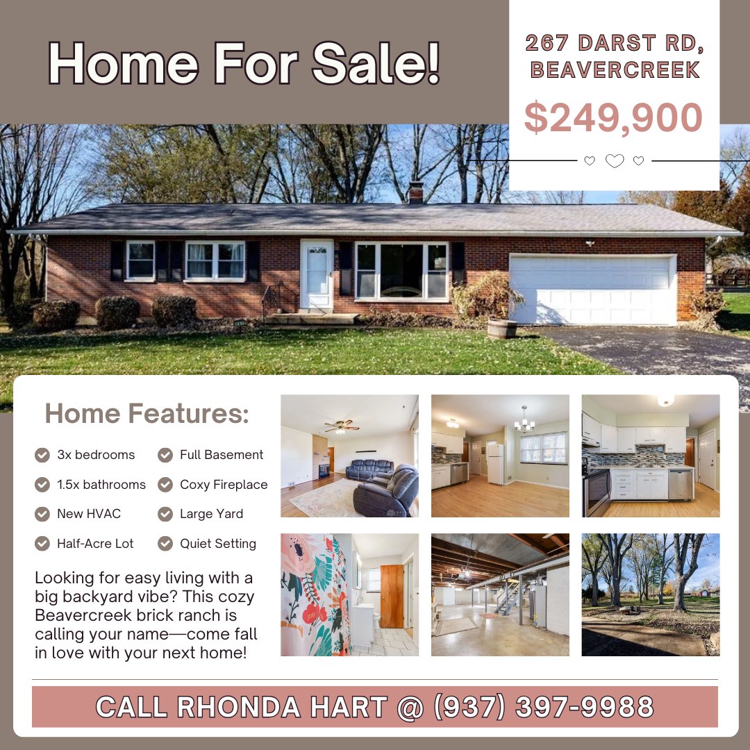 🏡 This cozy home gives you easy, comfortable living from the moment you walk in. 🌳 The spacious yard offers plenty of room to relax, play, or make it your own. 🔧 With key updates already done, you can move in and enjoy without the stress. #beavercreekohio #homeforsale