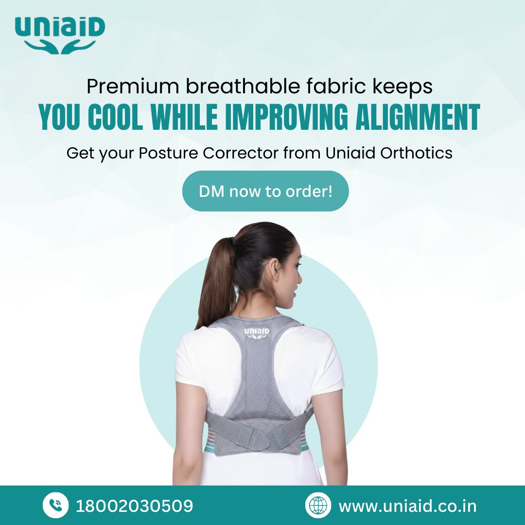 UniaidL38464's tweet image. A posture corrector helps support your back and shoulders so you sit and stand straighter, reducing pain, improving confidence, and preventing long-term spine issues.

#UniaidOrthotics #PostureCorrector #BackSupport #SpineCare #PostureFix #HealthAndWellness #PainRelief