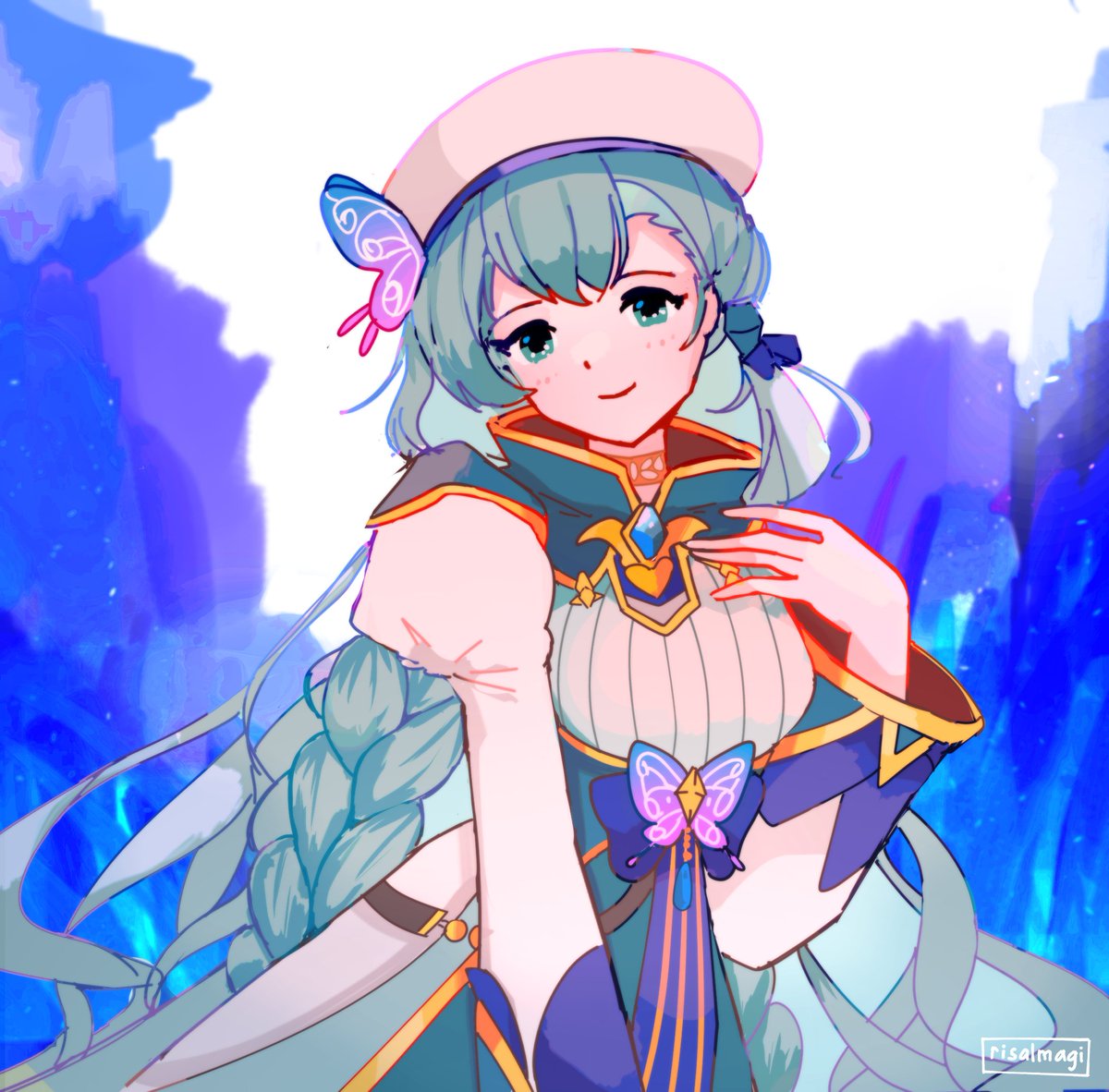 risalmagi's tweet image. Erumu Nagi fanart! I love her voice so much, especially in Selnfra (my fav song)🦋  #エルム凪美術館 #エルム凪