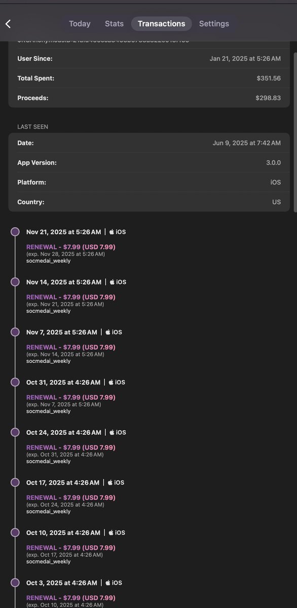 kimbytes's tweet image. This user subscribed to my app since Jan, did he just forgot about it? :)  #indiedev