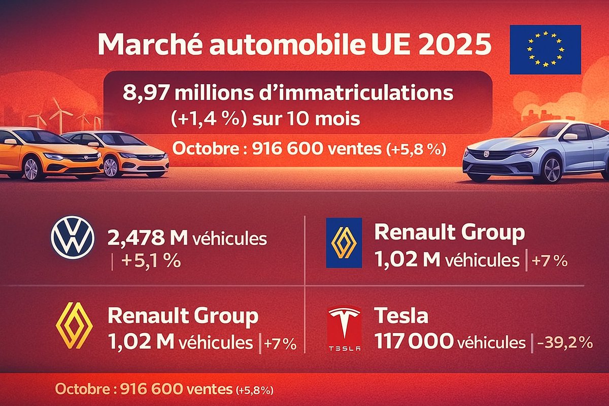 Marché #automobile  européen 2025 : les #ventes repartent, portées par les #hybrides et l’#électrique.
#Volkswagen progresse, #Renault  progresse, tandis que #Stellantis et #Tesla reculent.
 Article⤵️
echosplus.com/2025/11/25/mar…