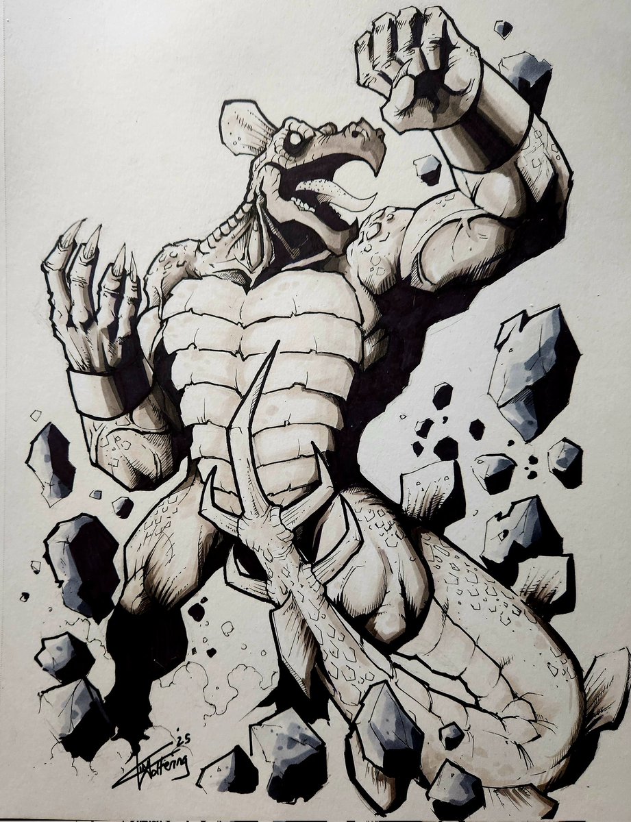MisterWolt's tweet photo. Drawn on #Twitch: Stegron the Dinosaur Man! https://t.co/XdndRwdfJe