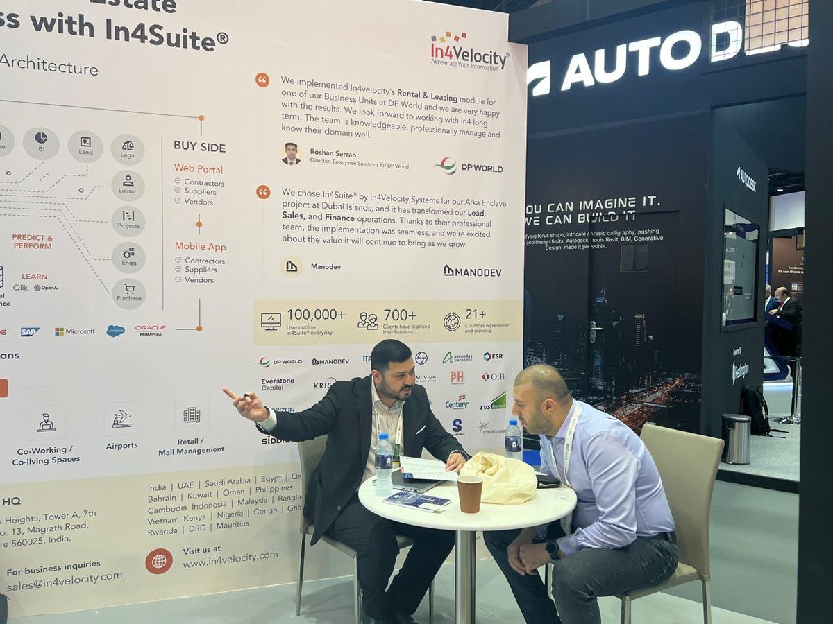 in4velocity's tweet image. @Big5Exhibitions is buzzing — our stand is packed with #Developers, #Contractors, Asset Owners, Co-Living, Retail &amp;amp; Industrial Operators exploring In4Suite®: one AI+BI ERP for #RealEstate &amp;amp; #Construction.

Meet us at Za’abeel Hall 6 – Z6 H48.

Free pass: bit.ly/4p5imib