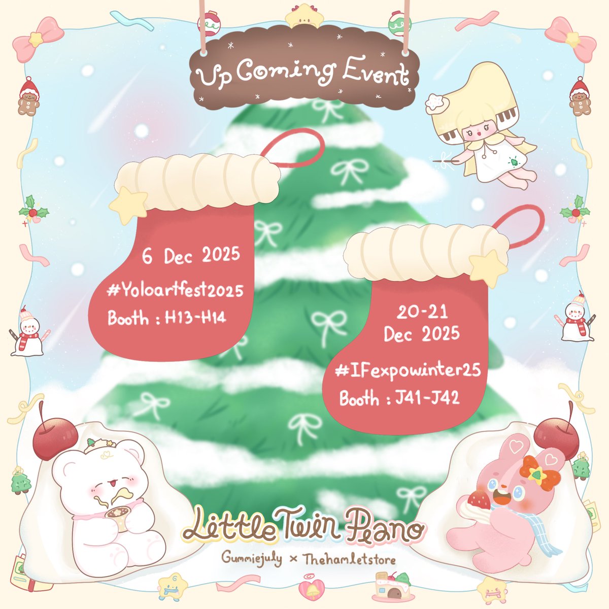 gummiejuly's tweet photo. ˚₊‧꒰ა  Up Coming Event ໒꒱ ‧₊˚

#YOLOARTFEST2025 🍎
☃️ 6 Dec ⋆ Booth H13-14
🛋️ Samyan Mitrtown Hall

#IFEXPOWINTER25 🌬️
🎄20 - 21 Dec ⋆ Booth J41-42
🛋️ Paragon Hall

( กัมมี่พร้อมต้อนรับทุกคน แวะมาช้อปกันเยอะ ๆ น้า ໒꒰ྀིㅅ´ ˘ ` ꒱ྀིა ) https://t.co/yGNBECRnwi
