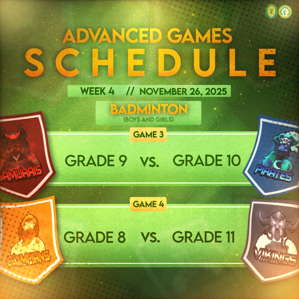 feurrsc's tweet photo. The semestral break is over, and the advance games are rolling once again! 🔰

The Week 4 Advance Games schedule is finally here — and every team is gearing up for another round of action and teamwork. 🔥 https://t.co/cMfwIQFXTN