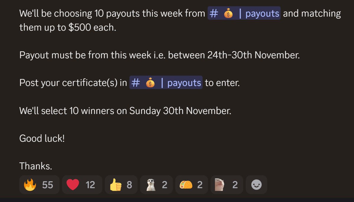 breakoutprop's tweet image. We’re matching 10 payouts this week (up to $500 per payout).

Post your payout certificate in Discord to enter.

Instead of adding payout rules and complexity, we give our funded traders cash bonuses.

Good luck 🫡