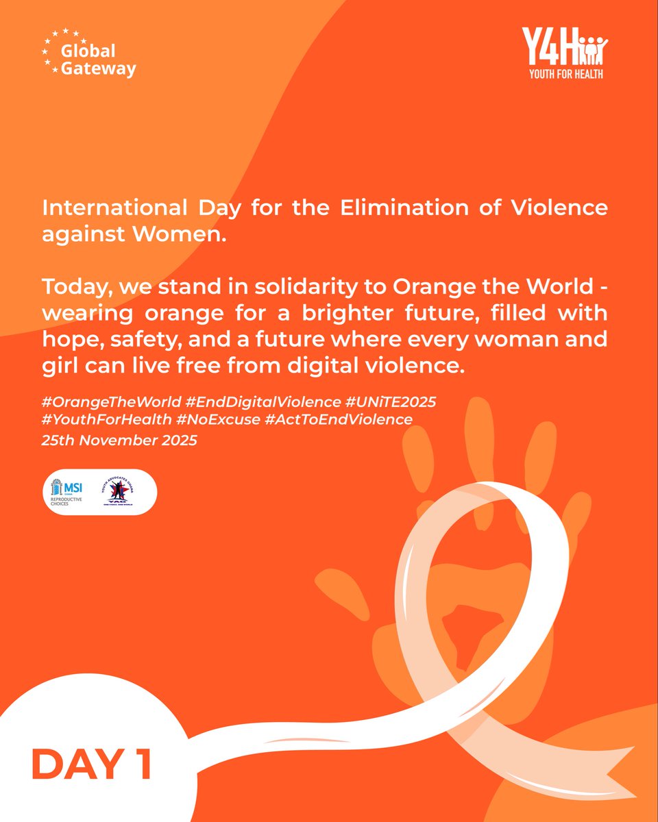 Let’s ensure digital spaces are safe for everyone, #OrangeTheWorld and take action to end online harassment and abuse. 

Every woman and girl deserves a future free from digital violence. 

#EndDigitalViolence #Y4H #Unite25 #NoExcuse #EndVAWG #16DaysOfActivism