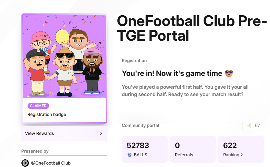 67 days down, 300 days to go — PRE TGE Season 2 😂
<a href="/ofc_the_club/">OneFootball Club</a>