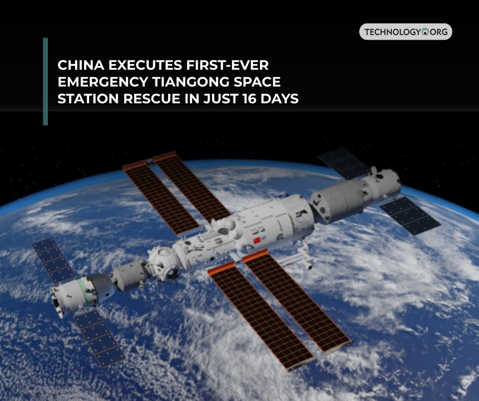 TechnologyOrg's tweet image. China initiated an unprecedented rapid-response space operation this Tuesday, launching an unmanned spacecraft to address a critical safety gap at its Tiangong space station

Full article: technology.org/2025/11/25/chi…
 
📷: Wikimedia

#china #space #spacestation #spacetech
