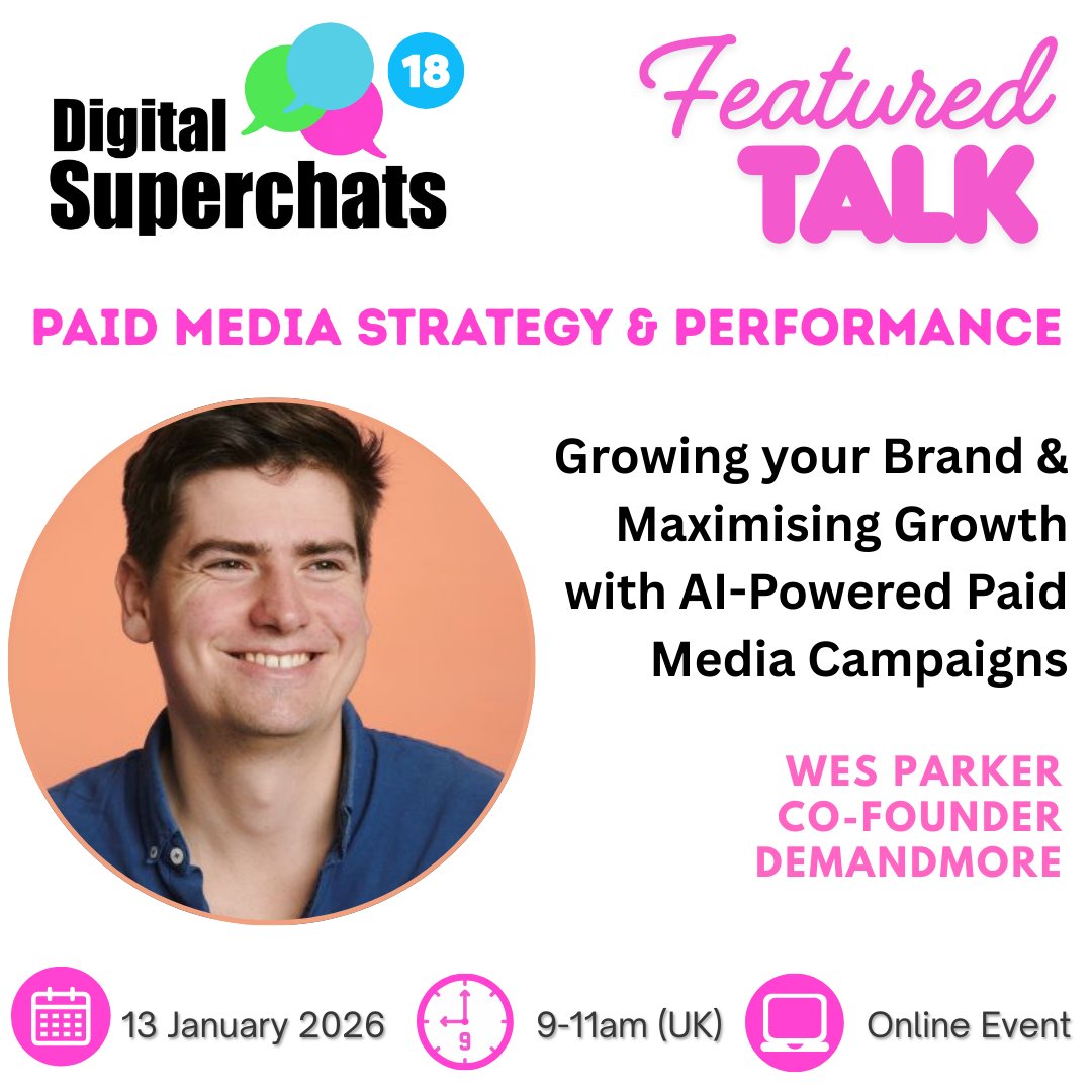 The first of four featured talks being delivered at January's Digital Superchats e-Event. 👉Register to e-attend: tinyurl.com/msdv99m2

Proudly sponsored by <a href="/fatjoewho/">fatjoe.</a> #digitalsuperchats #paidmedia #paidsearch #ppc #digitalmarketing <a href="/DemandMoreUK/">DemandMore</a>