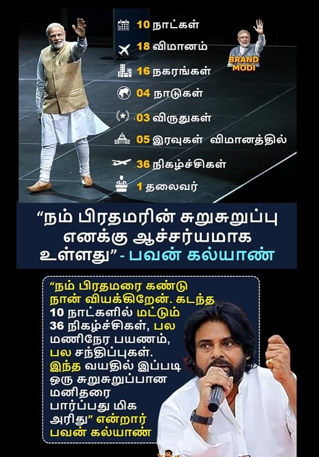 MuruganandamV72's tweet image. மோடியின் சமீப வெளிநாட்டு
பயணத்தில் செய்த நிகழ்ச்சிகள் முழு விவரம்.
ஆந்திர பவன்கல்யாண் 
வியந்து பேசுகிறார்!