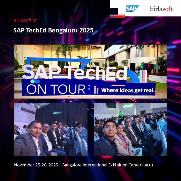 birlasoft's tweet image. The energy at #SAPTechEd Bengaluru 2025 is unmatched!
Day 1 kicked off with inspiring keynotes, immersive strategy sessions, and dynamic conversations around AI, SAP BTP, and Cloud ERP.

Birlasoft teams engaged with SAP leaders, partners, and developers — exploring how…