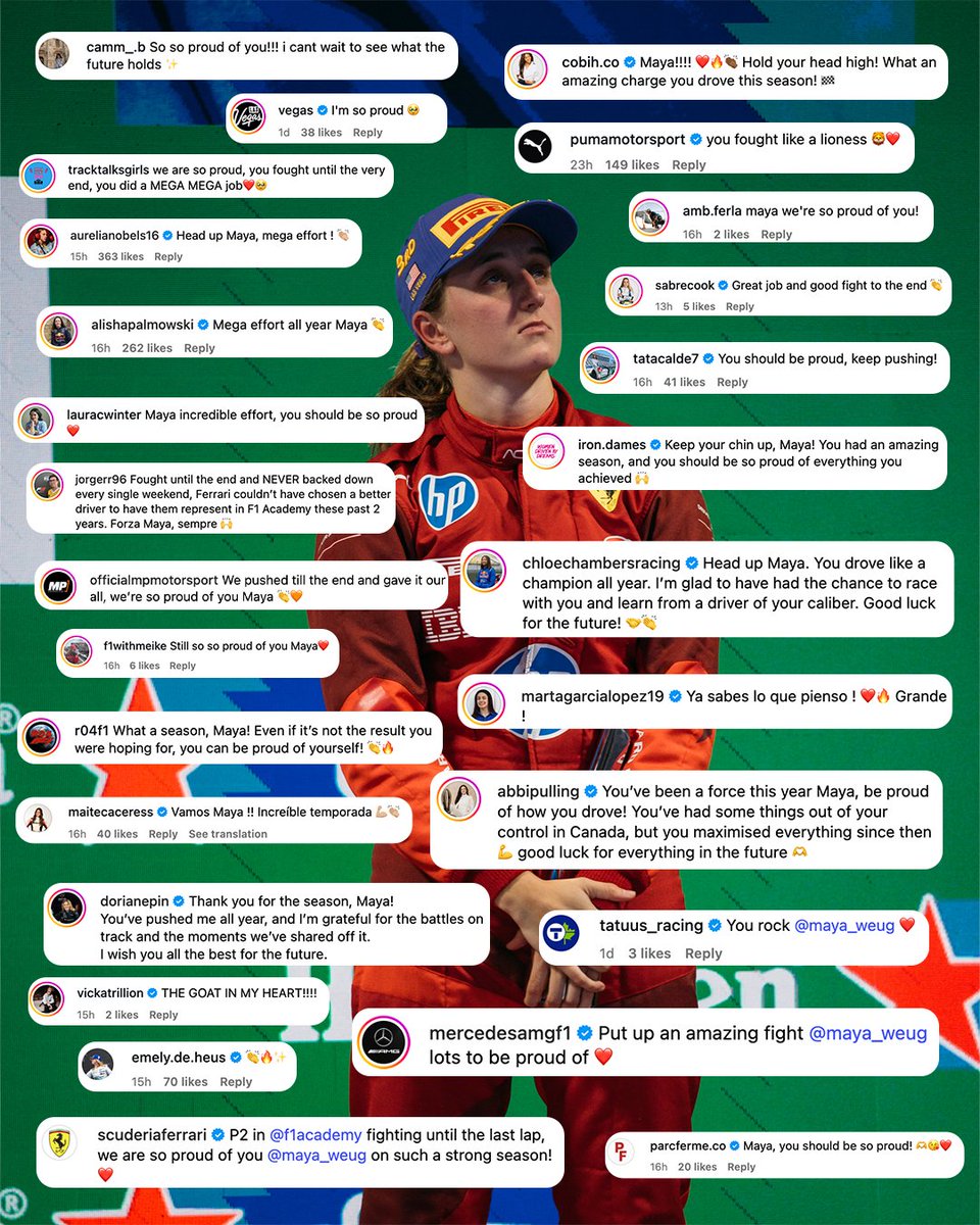 f1academy's tweet image. Lots of love is pouring in for our Vice Champion, Maya Weug. ❤️ 

#F1Academy #LasVegasGP