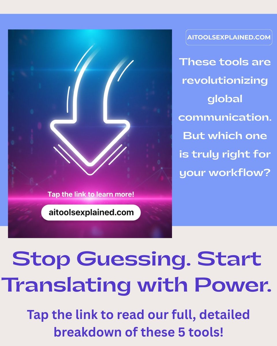AIToolsX's tweet photo. Stop translating word-for-word.
AI gives you context, tone, and fluency.
We ranked the 5 Must-Have AI Translation Assistants (Gemini, ChatGPT, Claude, Quillbot, Perplexity) that go beyond basic translation.
Full Guide: https://t.co/m5NxlEDeUh
#AITranslation #ChatGPT #GeminiAI https://t.co/LgXUZ3fk2Z