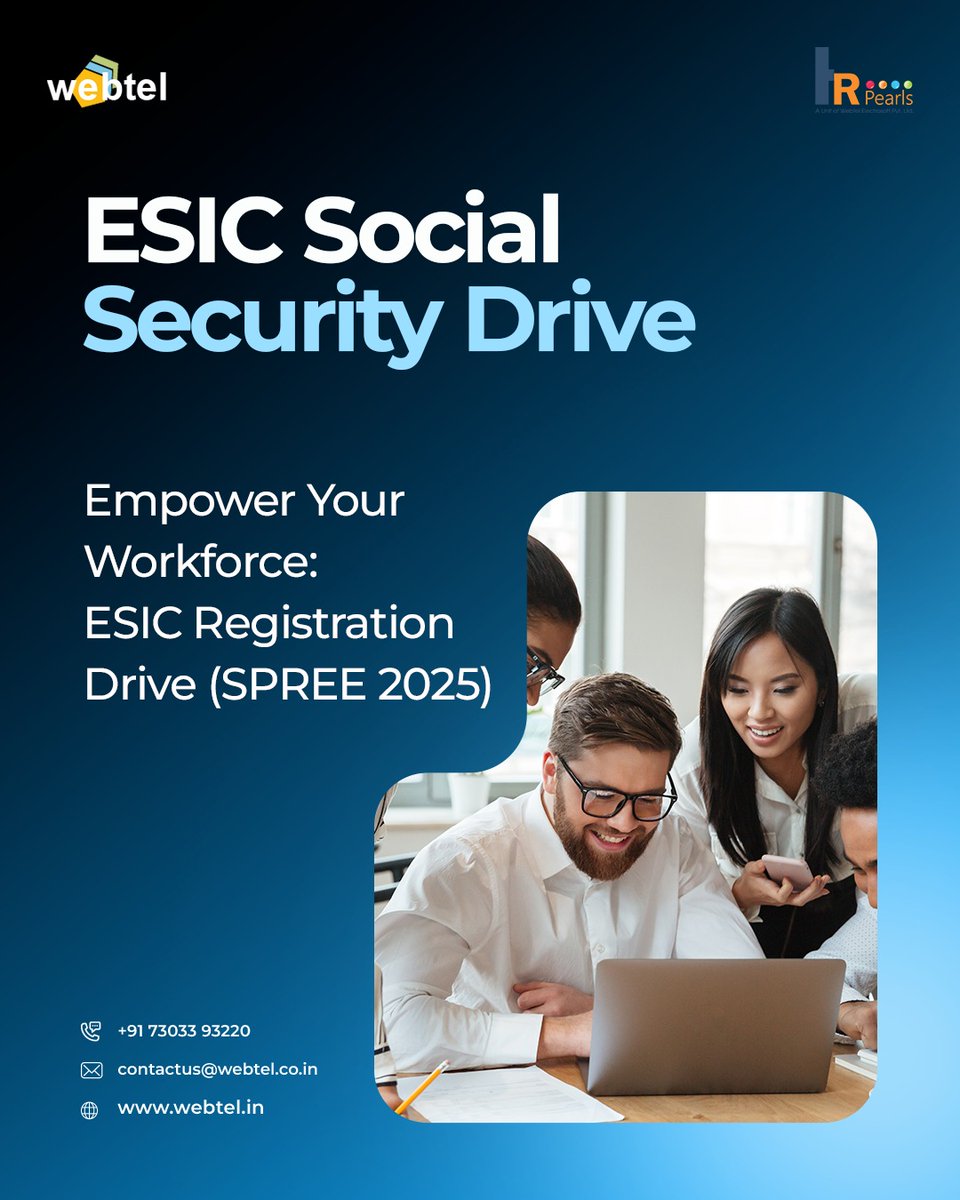 webteldotin's tweet image. Empower your team with ESIC (SPREE 2025)! Register by Dec 31 &amp;amp; secure social security benefits for employees.

Learn more in our LinkedIn post: linkedin.com/feed/update/ur…

#ESIC #HRpearls #Webtel #SocialSecurity #EmployerAlert