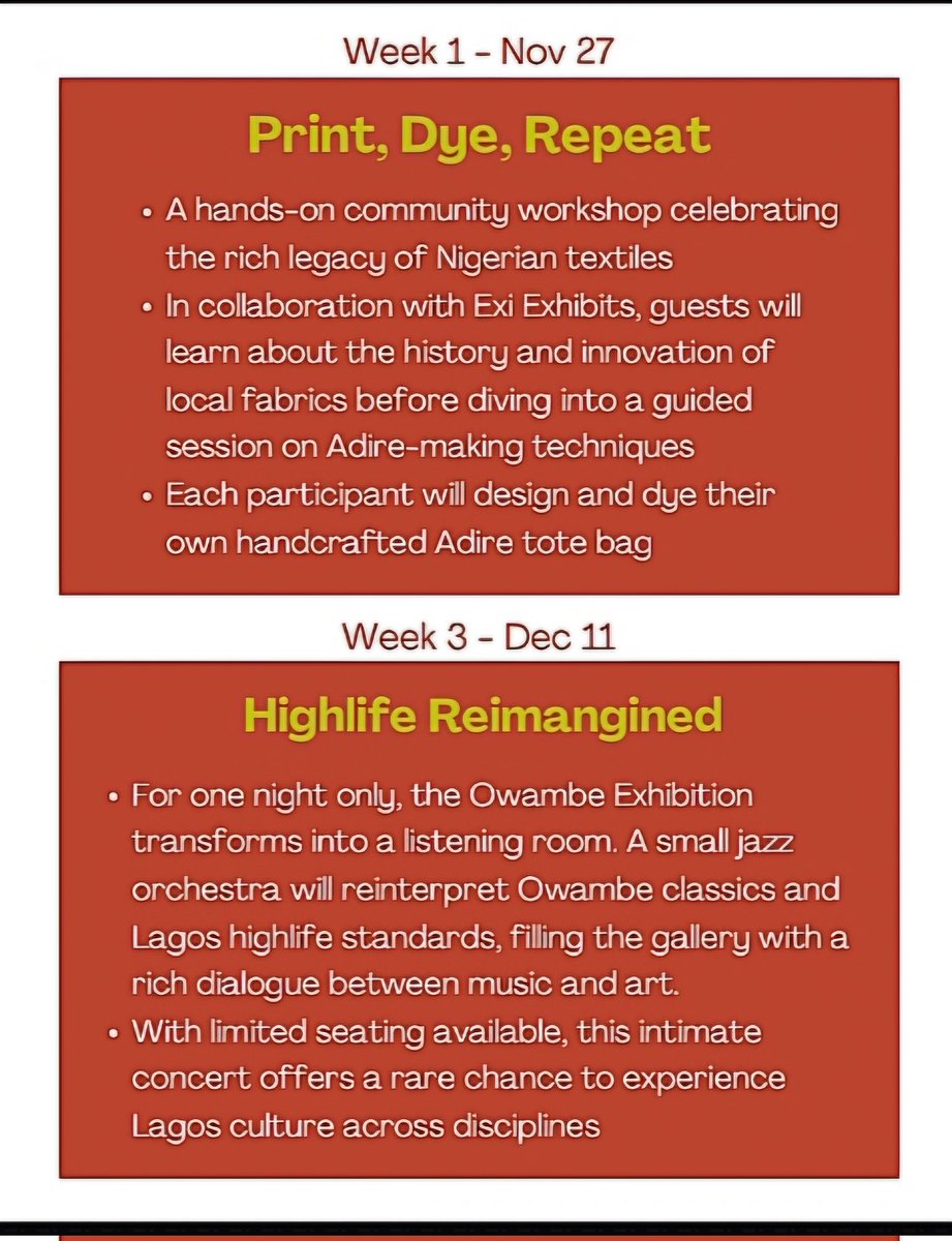 EkiExhibits's tweet image. We’re thrilled to be part of An Owambe Exhibition with @uzoart.
Èkí Exhibits will be teaching the story behind Àdìre &amp;amp; hosting a fun, practical dyeing workshop where you’ll design your own tote bag. Join us for an amazing time this Thursday, 27th Nov.
Let’s create magic!