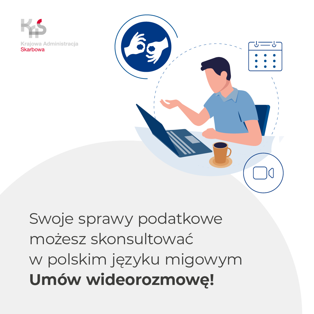 Dodaliśmy 2 tematy do usługi wideorozmowy z tłumaczem polskiego języka migowego:
✅ podatek od czynności cywilnoprawnych,
✅ podatek od spadków i darowizn.

Formularz umówienia spotkania znajdziecie tutaj ➡️ podatki.gov.pl/skontaktuj-sie…