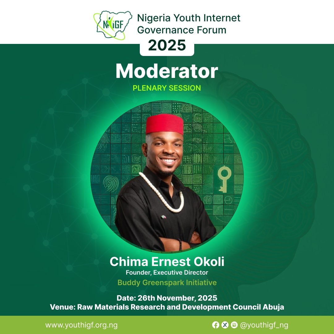 NYIGF 2025 Moderators:

Omolara Hamzat—cybersecurity &amp; youth empowerment expert.

Chima Okoli—youth development &amp; innovation leader.

These two leaders will help shape impactful discussions at the Forum.

#NIGF #NYIGF #InternetGovernance
#DigitalTransformation #Abuja #Nigeria