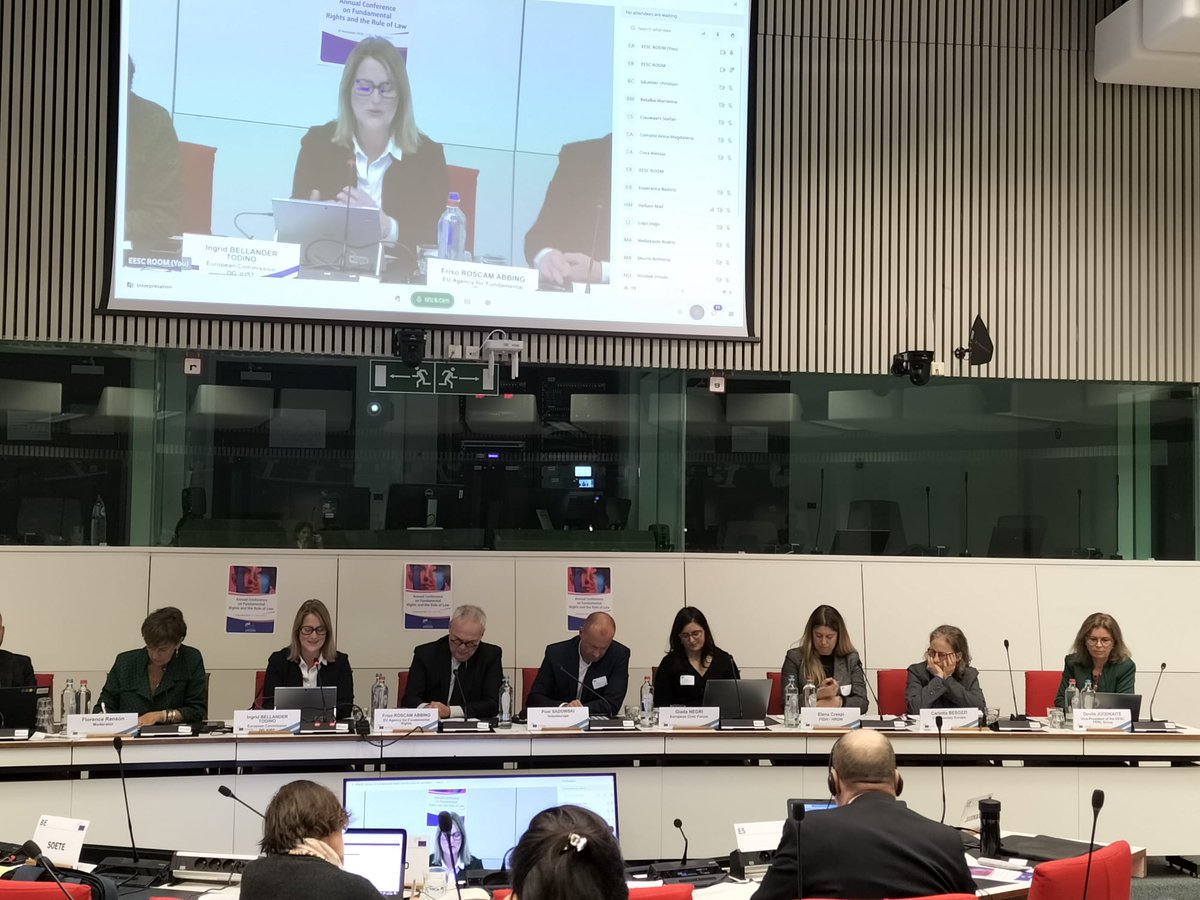 Discussion of the EU Civil Society Strategy in its annual #FundamentalRights and #RuleofLaw conference. The @EESC looks forward to join <a href="/EU_Justice/">EU Justice</a> to bring life to the EU Civil Society Platform