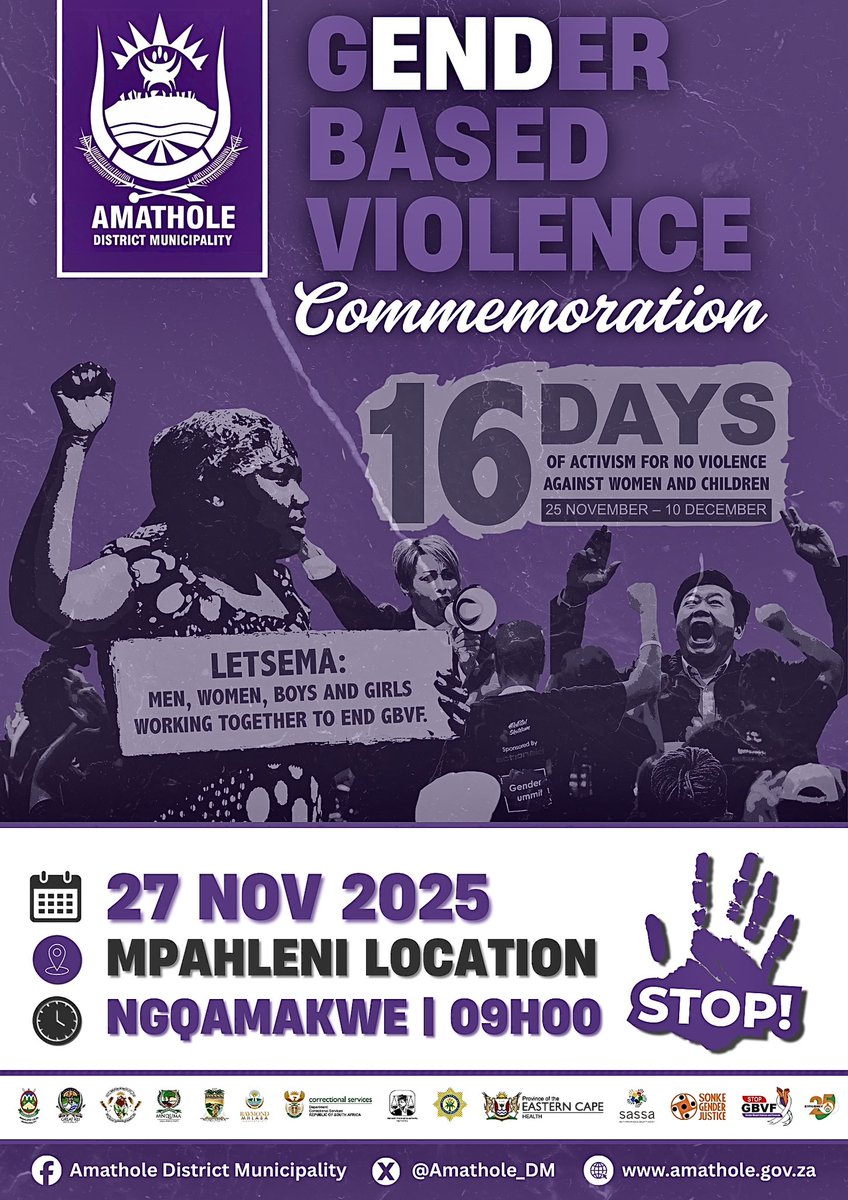 [ADM WOMEN’S CAUCUS TO COMMEMORATE 16 DAYS OF ACTIVISM IN NGQAMAKWE]

Amathole District Municipality through its Women’s Caucus chaired by Cllr. Zukiswa Bungeni, and collaborating with multi stakeholders, will commemorate the 16 Days of Activism for No Violence Against Women and