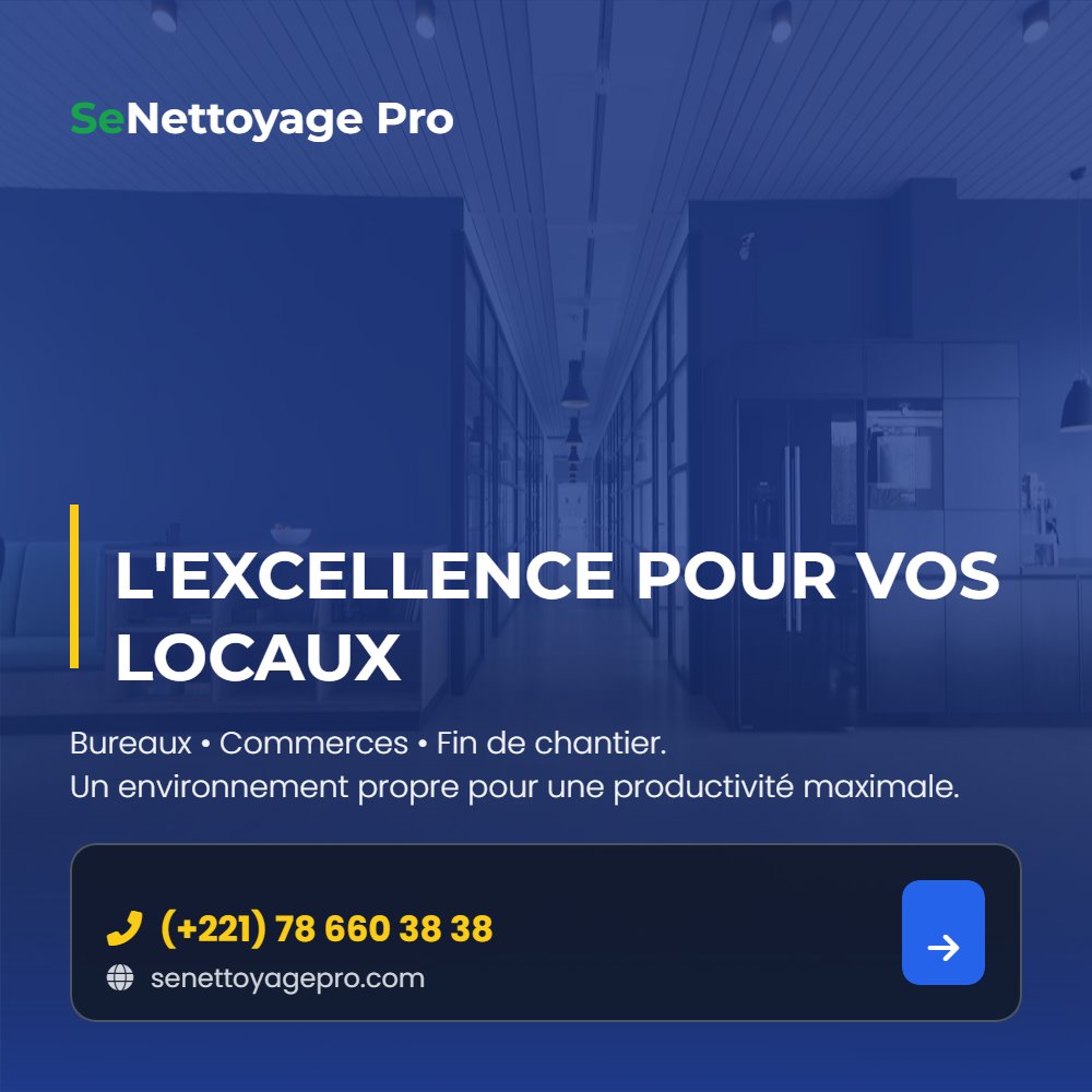 BilliBoy6's tweet image. #SeNettoyagePro #bureaux, #Commerces, #findechantier : un environnement propre pour une productivite maximale. 
(+221) 78 660 38 38
senettoyagepro.com #Dakar #Senegal #NettoyagePro