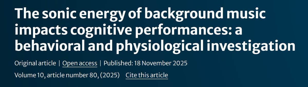 ✨New research reveals the sweet spot for background music during cognitive tasks 🎵

The study examined how music's "sonic energy" (arousing potential) impacts attention and verbal fluency. 

Physiological Effects: 
Both low- and high-arousing music increased activation (faster
