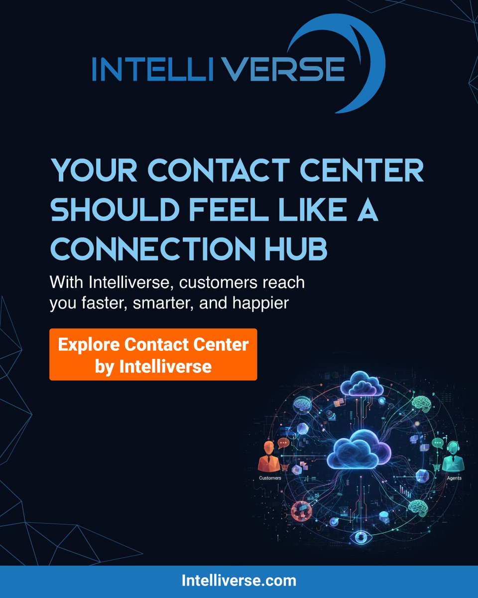 Intelliverse's tweet image. Your contact center should feel like a true 𝐜𝐨𝐧𝐧𝐞𝐜𝐭𝐢𝐨𝐧 𝐡𝐮𝐛.

With Intelliverse, customers reach you faster smarter and happier.

➡️ Explore the Intelliverse Contact Center: Intelliverse.com

#ContactCenter #CX #CustomerExperience #DigitalEngagemen