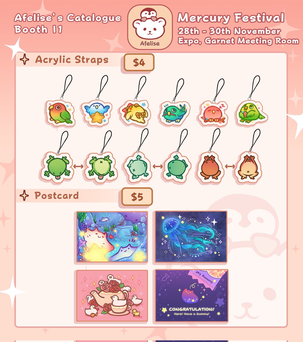 Afelise's tweet photo. Hello!
Sorry for posting late! Here is my full catalogue for Mercury Festival

New A5 sized notebook with band has arrived! They are available in lined and dotted. At the back of the book, there is pocket! It's good for storing stickers, papers, and etc. 

Part1 https://t.co/2FtIWMPqXf