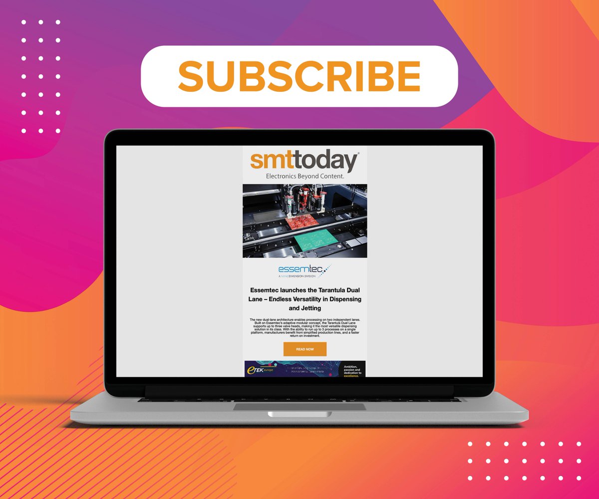 SMTToday's tweet image. 𝗠𝗮𝗸𝗲 𝘀𝘂𝗿𝗲 𝘆𝗼𝘂 𝗱𝗼𝗻’𝘁 𝗺𝗶𝘀𝘀 𝗼𝘂𝘁! 
Subscribe to our weekly 𝗻𝗲𝘄𝘀𝗹𝗲𝘁𝘁𝗲𝗿 and stay informed with the latest SMT Today magazine releases, industry news, and upcoming events: smttoday.com/subscribe/ 

#ElectronicsManufacturing #SMT #PCBAssembly #EMS