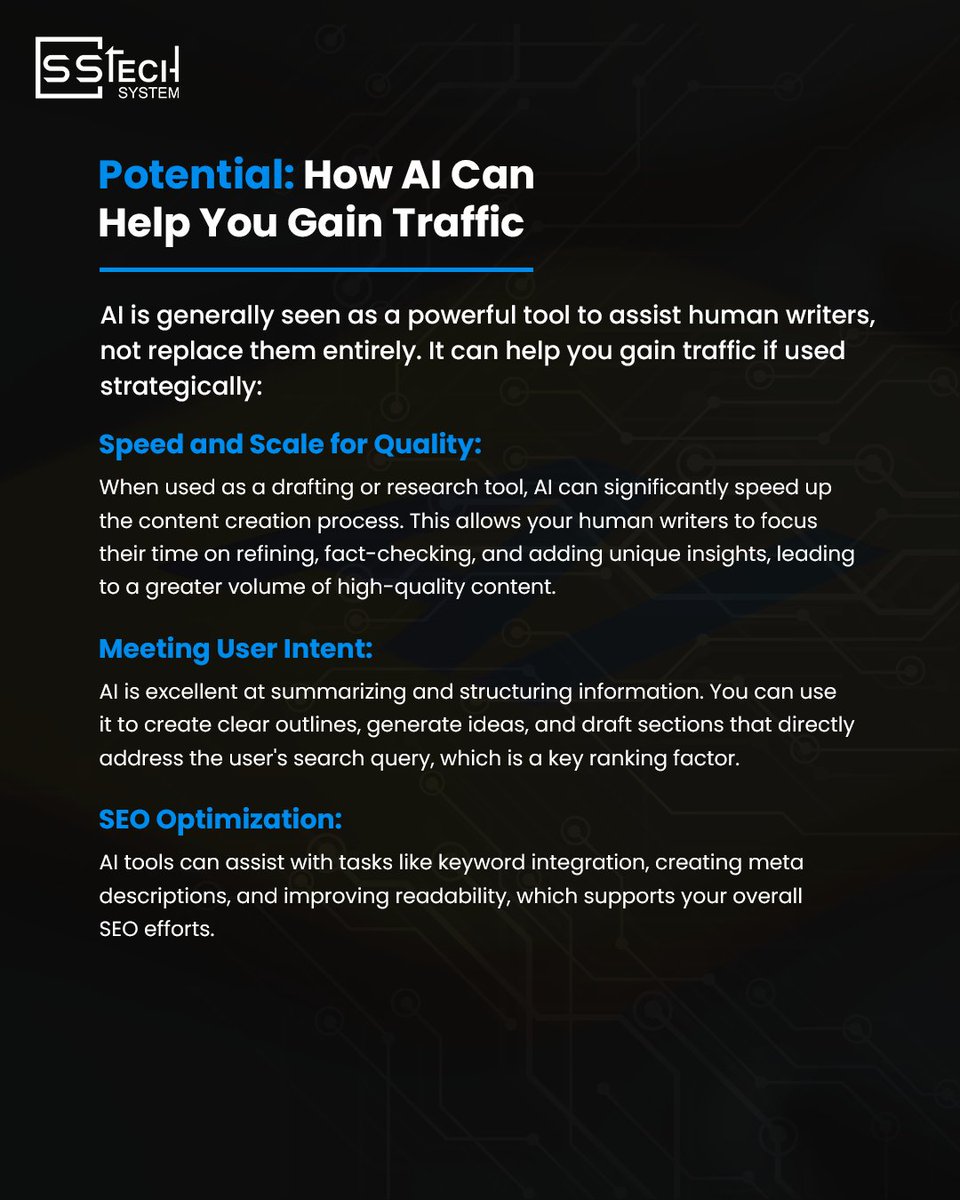sstech_system's tweet photo. AI Content: Is it the secret weapon for your SEO, or the quickest way to kill your traffic? πͺ
It's not about whether you use AI, it's about how.
#AICopywriting #SEO #WebsiteTraffic #ContentStrategy #MarketingTips #HumanVsAI #DigitalAgency #sstechsystem #chatgpt #gemini https://t.co/P1qz3CTD3h