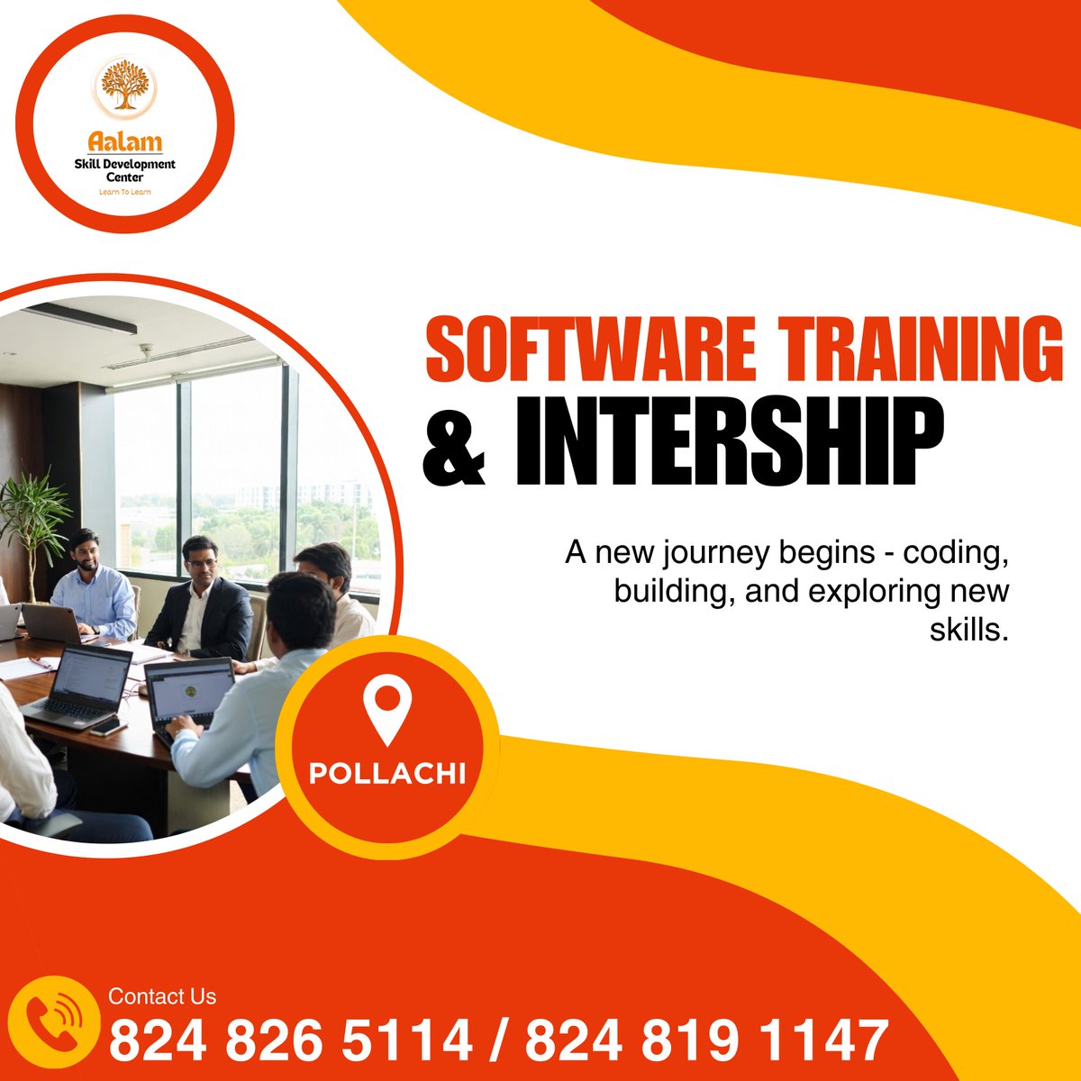 AalamCenter's tweet image. Kickstart your tech journey! 🚀 Join our Pollachi internship to gain hands-on experience, work on real projects, and build career-ready skills. 💡 Learn, create, and grow with expert mentorship!”

#TechInternship #LearnByDoing #CodeYourFuture #SkillUp #CareerGrowth #Tech