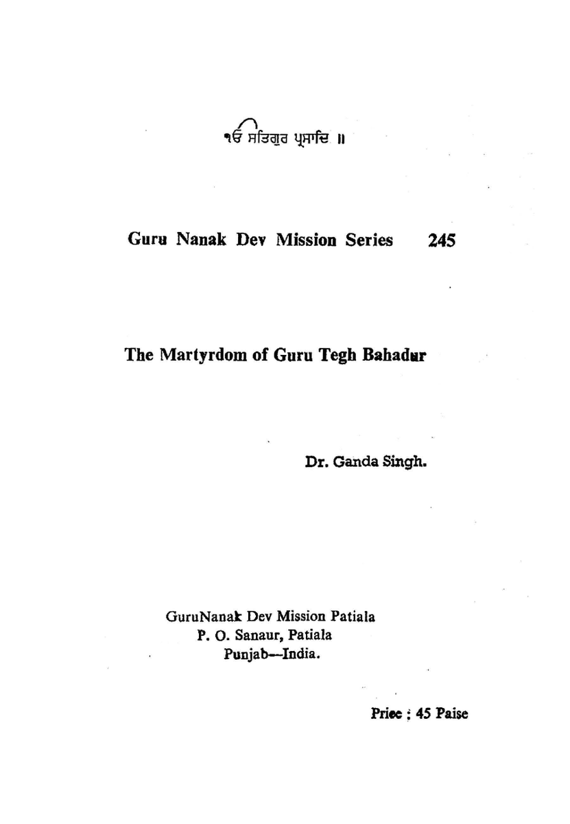 SikhDigiLib's tweet photo. ਸ੍ਰੀ ਗੁਰੂ ਤੇਗ ਬਹਾਦਰ ਜੀ ਦੀ ਸ਼ਹਾਦਤ ਨੂੰ ਕੋਟਿ-ਕੋਟਿ ਪ੍ਰਣਾਮ
The Martyrdom of Guru Tegh Bahadur - Dr. Ganda Singh
https://t.co/67P5PsBVvW

#Guru_Tegh_Bahadar, #ਗੁਰੂ_ਤੇਗ਼_ਬਹਾਦਰ, #ਸਿੱਖ_ਡਿਜਿਟਲ_ਲਾਇਬ੍ਰੇਰੀ, #Sikh_Digital_Library https://t.co/Zm59TmfYyz
