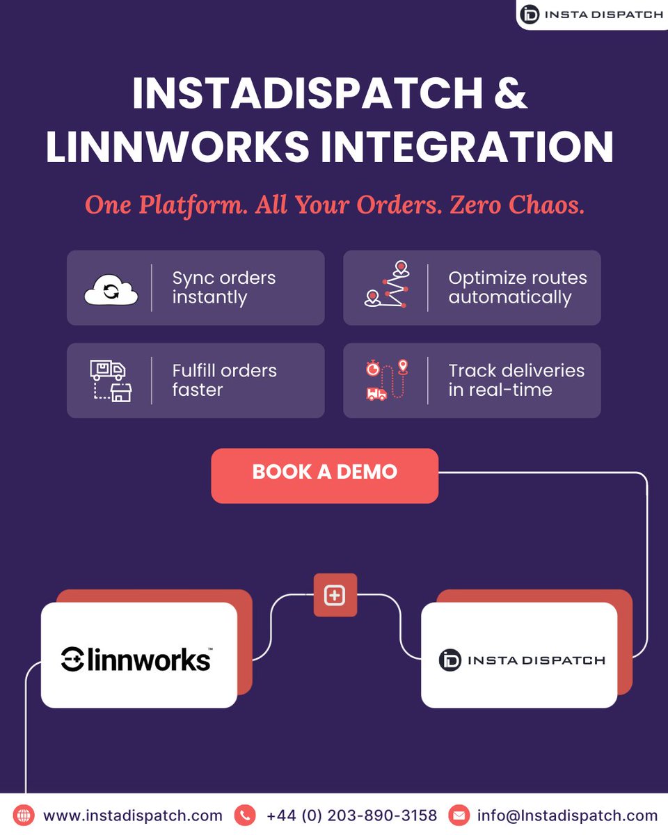 instadispatch's tweet image. InstaDispatch integrates seamlessly with @LINNWORKS, helping you automate orders, speed up dispatching, and keep your deliveries perfectly on track. 

Explore how this powerful integration can transform your workflow today!

Book A Demo: instadispatch.com/integration/li…

#EcommerceTools
