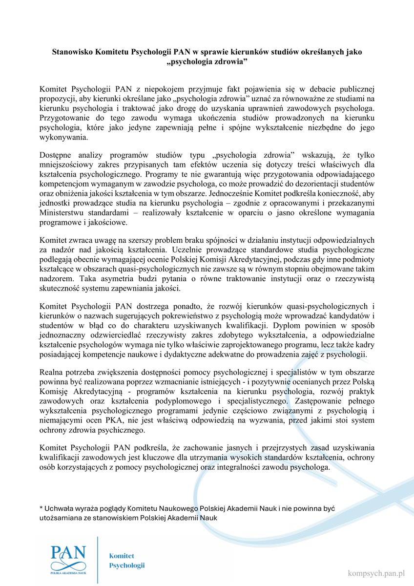 Komitet Psychologii PAN tweet media