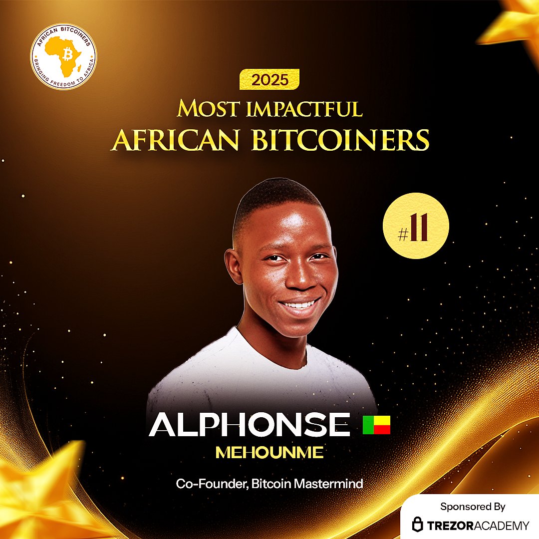 afribitcoiners's tweet image. 💥Celebrating Beninese Alphonse Mehounme (@mehounme) as our #11 Most Impactful African Bitcoiner of 2025! 🇧🇯

We are honoring Alphonse Mehounme, the bridge-builder for Francophone West Africa. He is the Co-Founder of @btcmastermind_  and Lead Organizer of @BitdevsCotonou,…