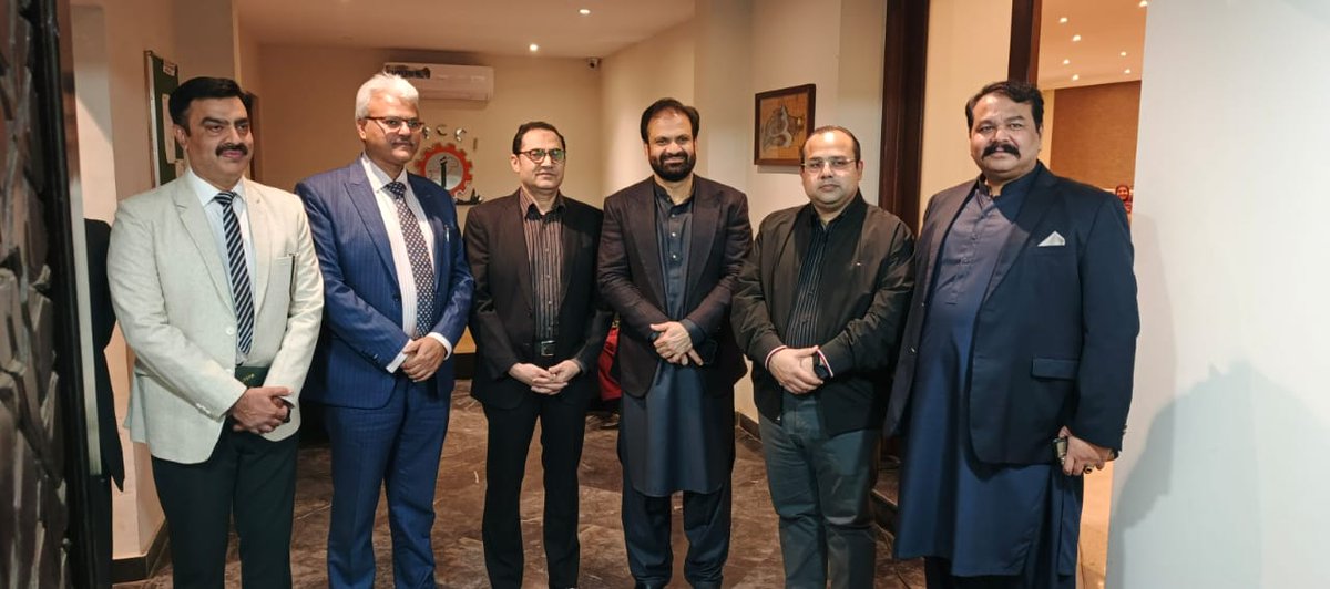 PIE_LHR's tweet photo. Minister Industries, Ch. Shafay Hussain, visits FPCCI alongside Chairman PIEDMC, Javed Iqbal! 
Leaders from various chambers across Punjab came together to discuss key industry insights &amp; growth opportunities. 
#FPCCI #PIEDMC #IndustryLeaders #Collaboration https://t.co/blvov0YCvs