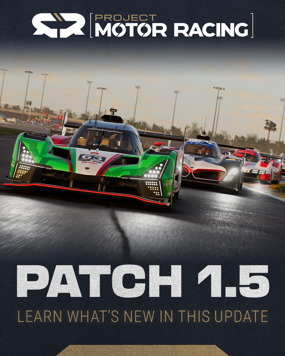 projectmracing's tweet image. Patch 1.5 for #ProjectMotorRacing is on its way.

This update brings major improvements to FFB, physics, online stability and much more.

Read the patch notes to learn more: bit.ly/4ikjwnu