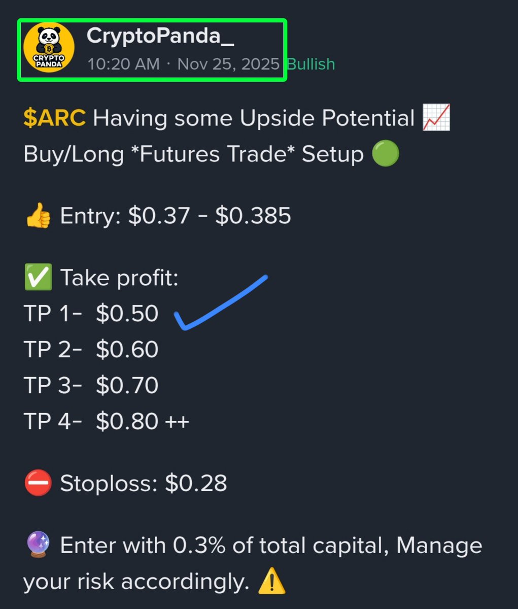 CryptoPanda003's tweet image. Our $ARC Futures/SPOT Short Trade Almost smashed TP 1 ($0.05) 👍

👉 Book 40% here &amp;amp; Hold the Rest with Entry as SL for Risk Free ✅. More Pump Coming 📈...